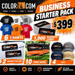 Custom signs and printing. Business cards, postcards, brochures and commercial signs designed and printed by Color14.com