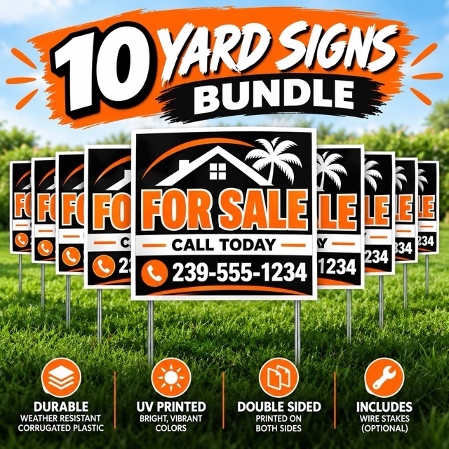Custom Signs and Printing in Cape Coral. Business cards, postcards, brochures and commercial signs designed and printed by Color14.com